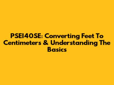PSEI40SE: Converting Feet To Centimeters & Understanding The Basics