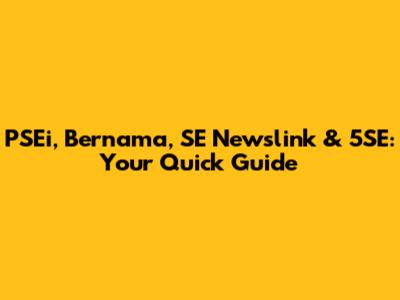 PSEi, Bernama, SE Newslink & 5SE: Your Quick Guide