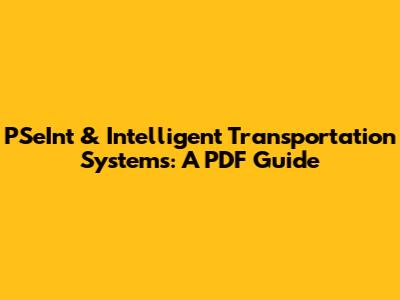 PSeInt & Intelligent Transportation Systems: A PDF Guide
