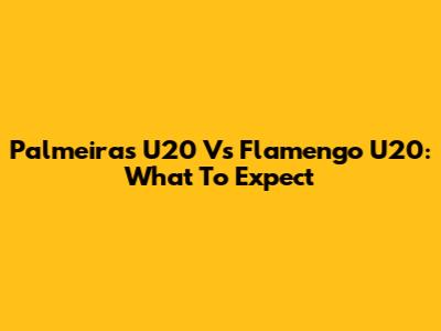 Palmeiras U20 Vs Flamengo U20: What To Expect