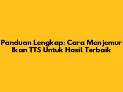 Panduan Lengkap: Cara Menjemur Ikan TTS Untuk Hasil Terbaik
