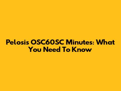 Pelosi's OSC60SC Minutes: What You Need To Know