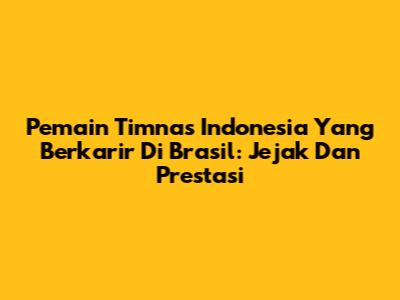 Pemain Timnas Indonesia Yang Berkarir Di Brasil: Jejak Dan Prestasi