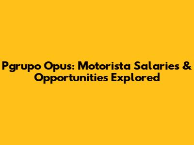 Pgrupo Opus: Motorista Salaries & Opportunities Explored
