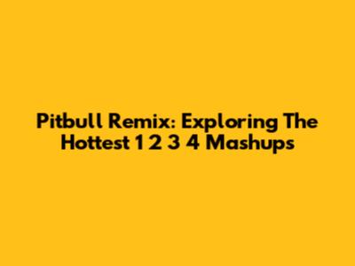 Pitbull Remix: Exploring The Hottest 1 2 3 4 Mashups