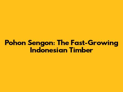 Pohon Sengon: The Fast-Growing Indonesian Timber