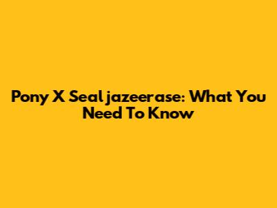 Pony X Sealjazeerase: What You Need To Know