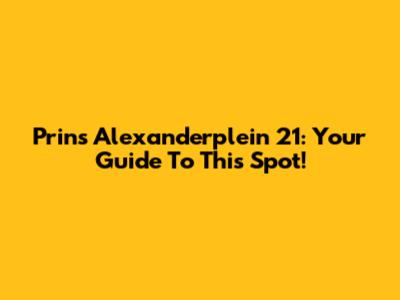 Prins Alexanderplein 21: Your Guide To This Spot!