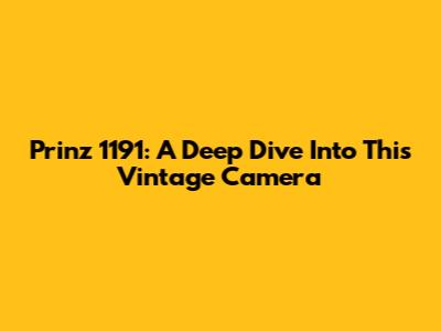Prinz 1191: A Deep Dive Into This Vintage Camera