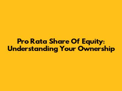 Pro Rata Share Of Equity: Understanding Your Ownership