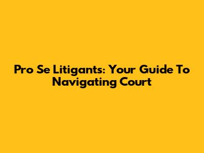 Pro Se Litigants: Your Guide To Navigating Court