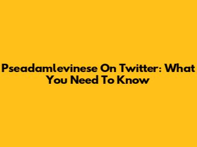 Pseadamlevinese On Twitter: What You Need To Know