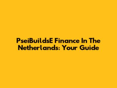 PseiBuildsE Finance In The Netherlands: Your Guide