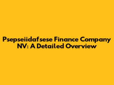 Psepseiidafsese Finance Company NV: A Detailed Overview