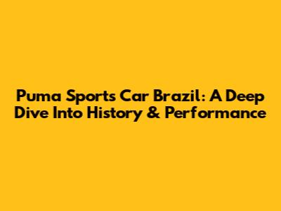 Puma Sports Car Brazil: A Deep Dive Into History & Performance
