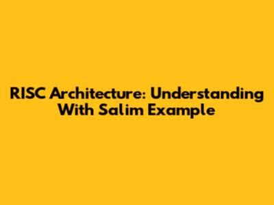 RISC Architecture: Understanding With Salim Example