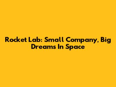 Rocket Lab: Small Company, Big Dreams In Space