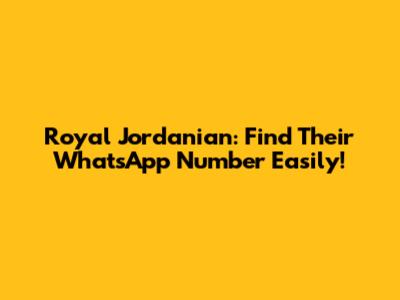 Royal Jordanian: Find Their WhatsApp Number Easily!