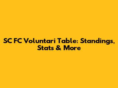 SC FC Voluntari Table: Standings, Stats & More