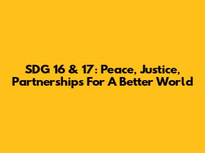 SDG 16 & 17: Peace, Justice, Partnerships For A Better World