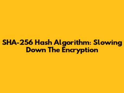 SHA-256 Hash Algorithm: Slowing Down The Encryption