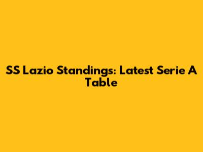SS Lazio Standings: Latest Serie A Table