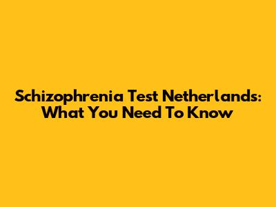 Schizophrenia Test Netherlands: What You Need To Know
