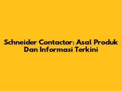 Schneider Contactor: Asal Produk Dan Informasi Terkini