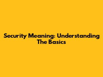 Security Meaning: Understanding The Basics