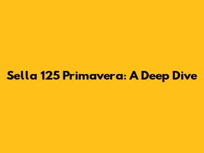 Sella 125 Primavera: A Deep Dive