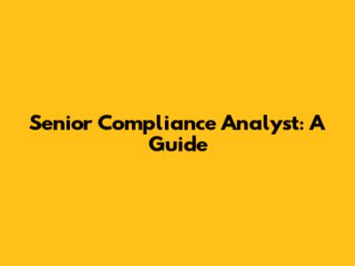 Senior Compliance Analyst: A Guide