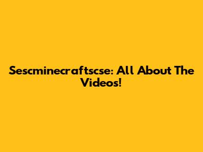 Sescminecraftscse: All About The Videos!
