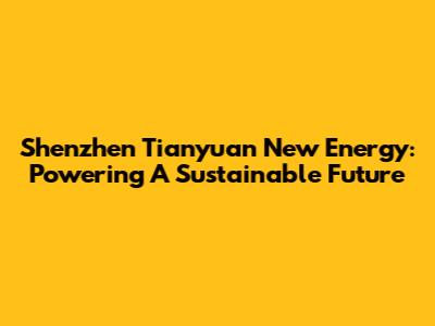 Shenzhen Tianyuan New Energy: Powering A Sustainable Future