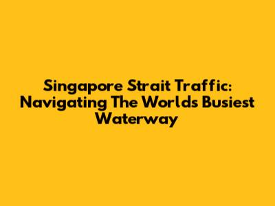 Singapore Strait Traffic: Navigating The World's Busiest Waterway
