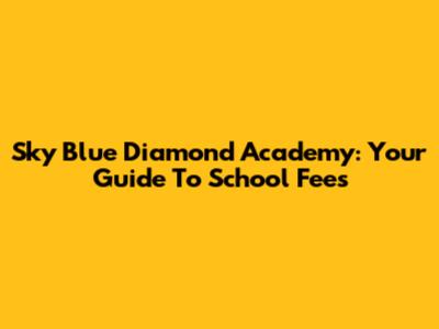 Sky Blue Diamond Academy: Your Guide To School Fees