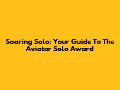 Soaring Solo: Your Guide To The Aviator Solo Award