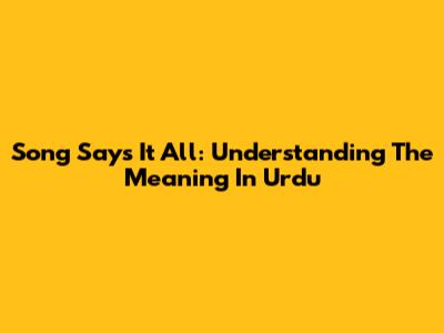 Song Says It All: Understanding The Meaning In Urdu