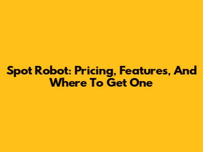 Spot Robot: Pricing, Features, And Where To Get One