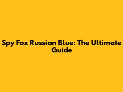 Spy Fox Russian Blue: The Ultimate Guide