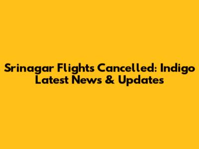 Srinagar Flights Cancelled: Indigo Latest News & Updates