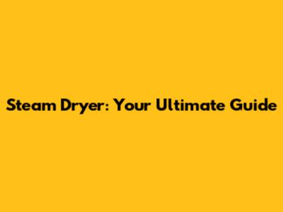 Steam Dryer: Your Ultimate Guide