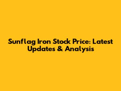 Sunflag Iron Stock Price: Latest Updates & Analysis