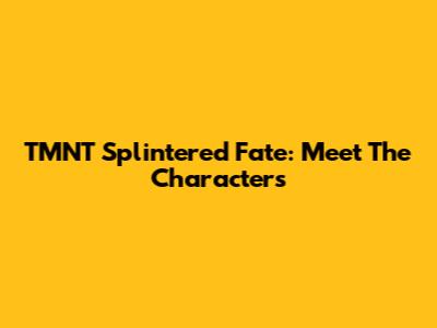 TMNT Splintered Fate: Meet The Characters