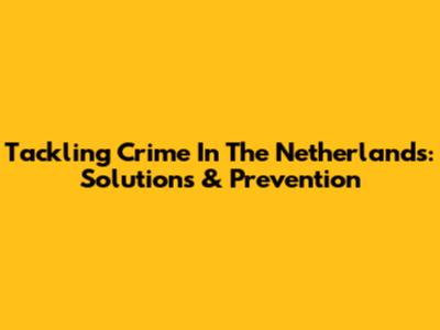 Tackling Crime In The Netherlands: Solutions & Prevention