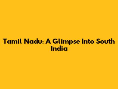 Tamil Nadu: A Glimpse Into South India