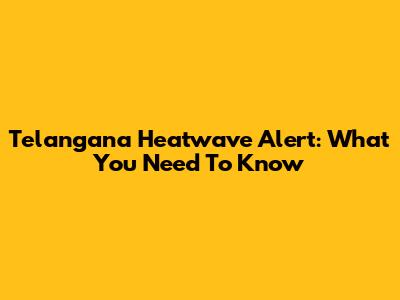 Telangana Heatwave Alert: What You Need To Know