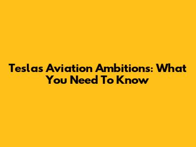 Tesla's Aviation Ambitions: What You Need To Know