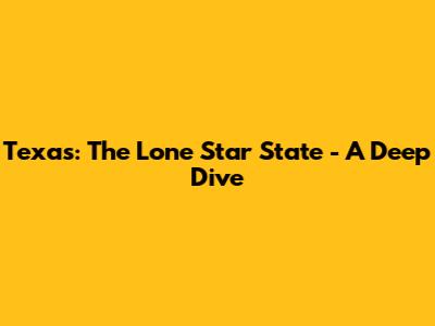 Texas: The Lone Star State - A Deep Dive