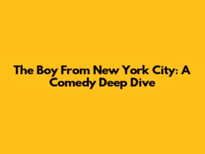 The Boy From New York City: A Comedy Deep Dive