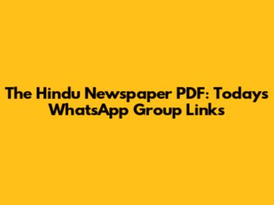 The Hindu Newspaper PDF: Today's WhatsApp Group Links